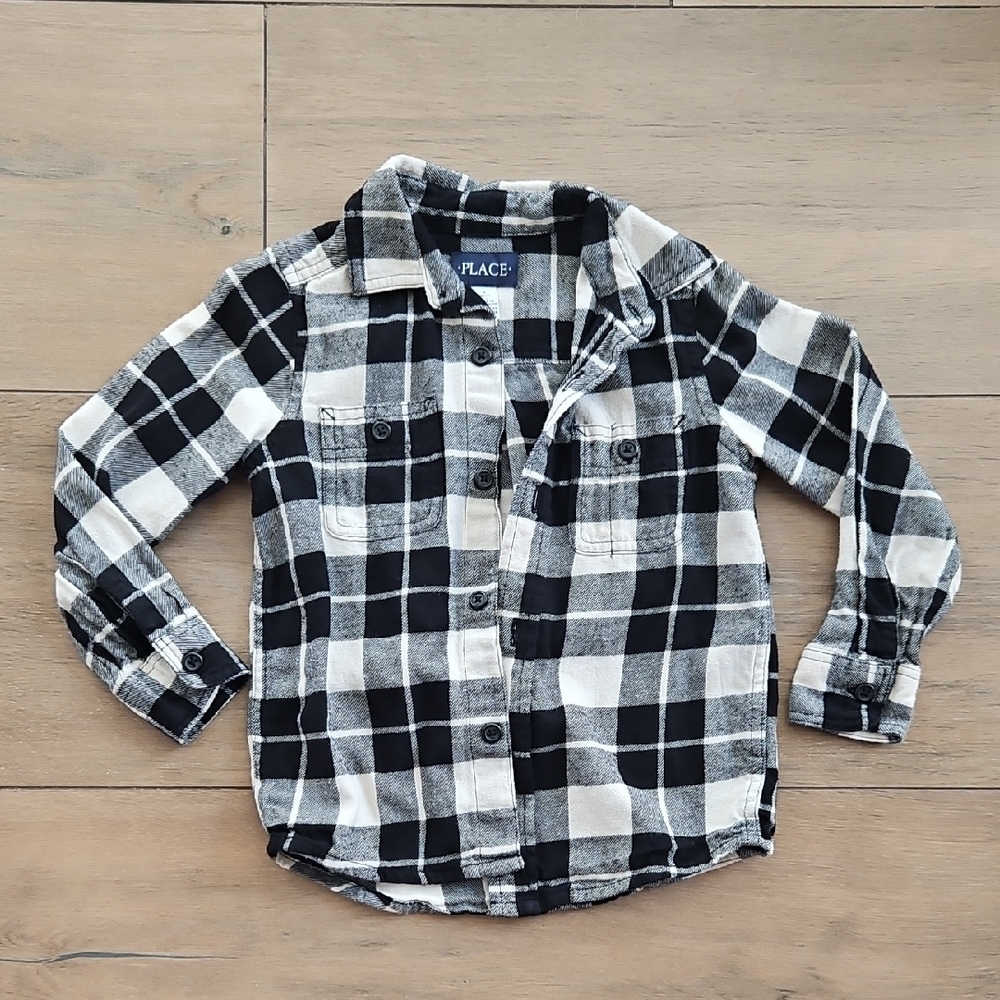 The Children's Place Black and White Button Down Shirt